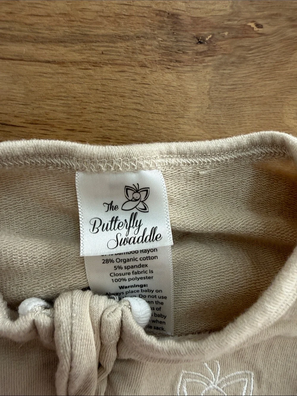 Neutral Beige Baby Sleep Sack Pajamas with Zipper- The Butterfly Swaddle